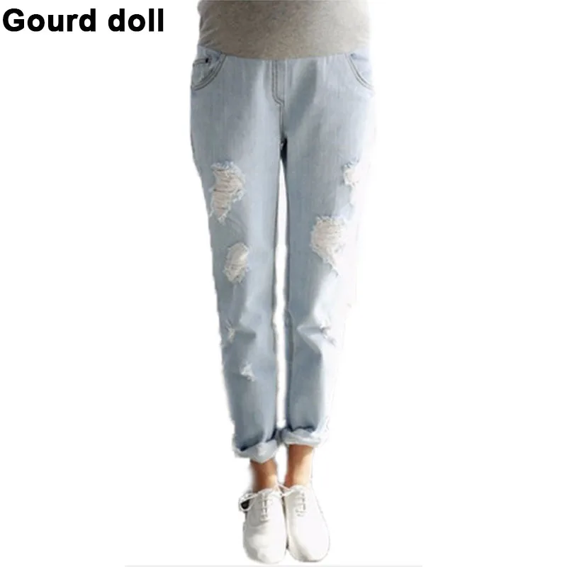 Gourd doll cotton Maternity pregnancy jeans pants for pregnant women Elastic waist jean clothes | Мать и ребенок