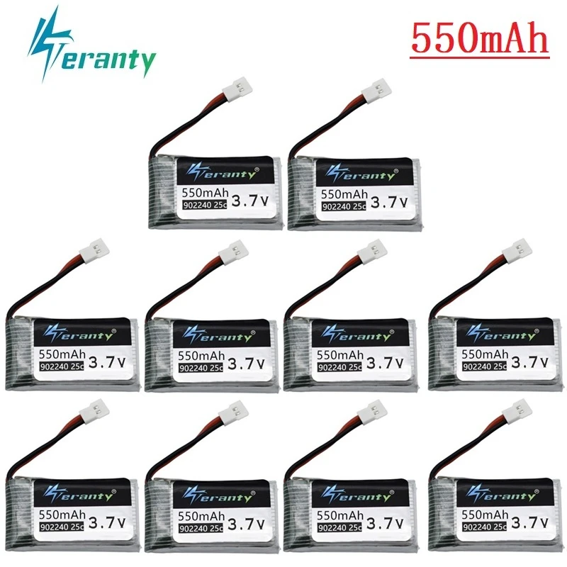 3.7V 550mAh 25c Lipo Battery for JXD 523 523W H43WH UFO Helicopters RC Quadcopter Spare Parts 902240 3.7v Drone battery 10pcs