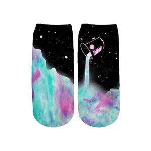 03 PLstar Cosmos, носки унисекс, смешная галактика, 3D печать, короткие носки для женщин и мужчин, рождественские носки, Meias Femme, низкий ножной браслет, 10 цветов, RC-10 - Цвет: 03