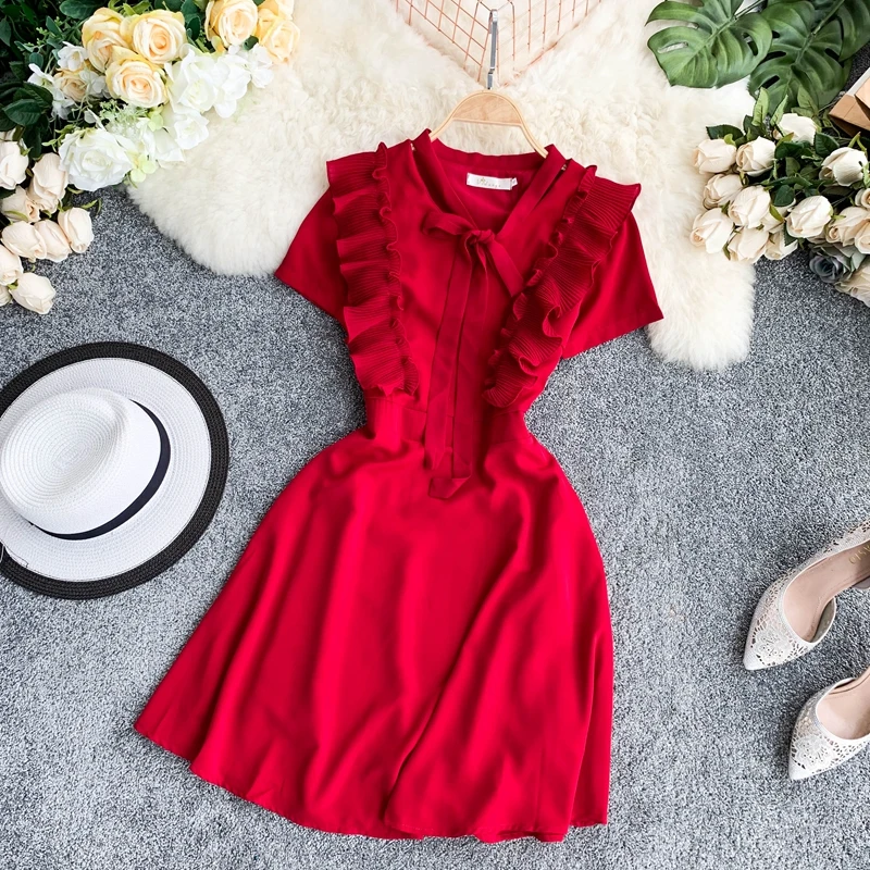 Женское летнее приталенное платье трапециевидной формы с коротким рукавом vestidos