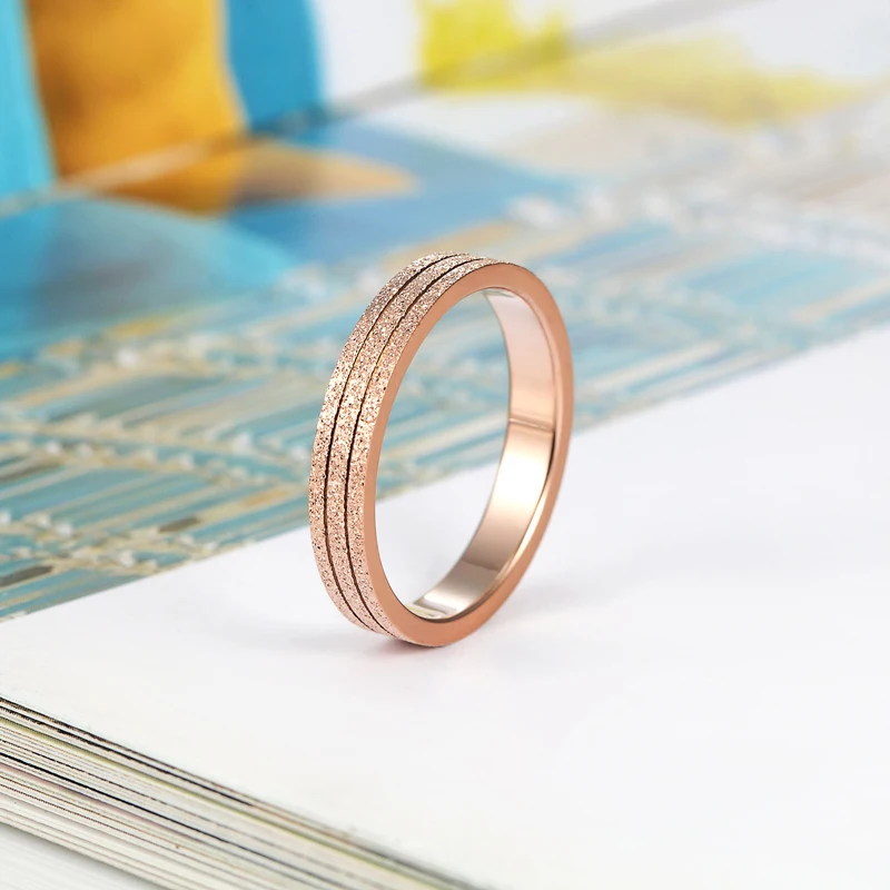 Double Striped Titanium Steel Scrub Women's Ring - High-Quality Wedding Band Jewelry for Women - Perfect Gift image 4