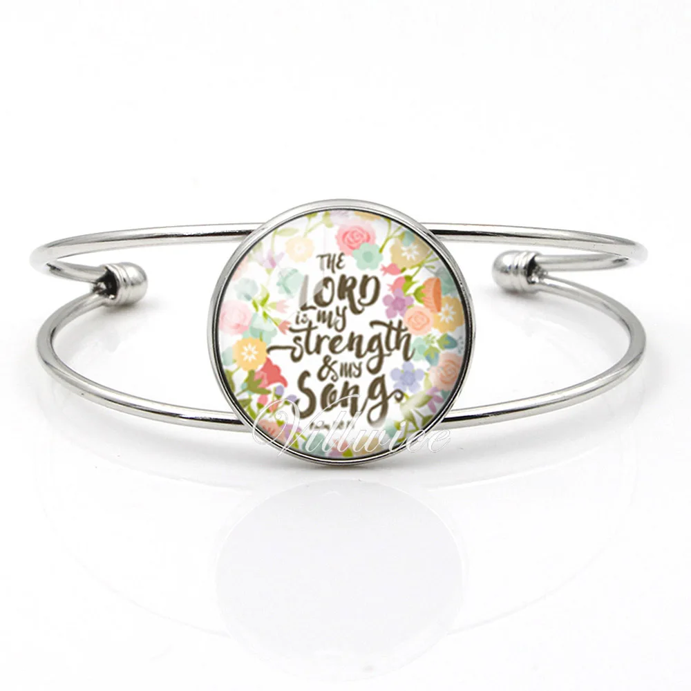 Handmade Fashion Psalm Verse Bible Bangle Bracelet Glass Dome Cuff Bangles Quote Jewelry Gift For Christian | Украшения и
