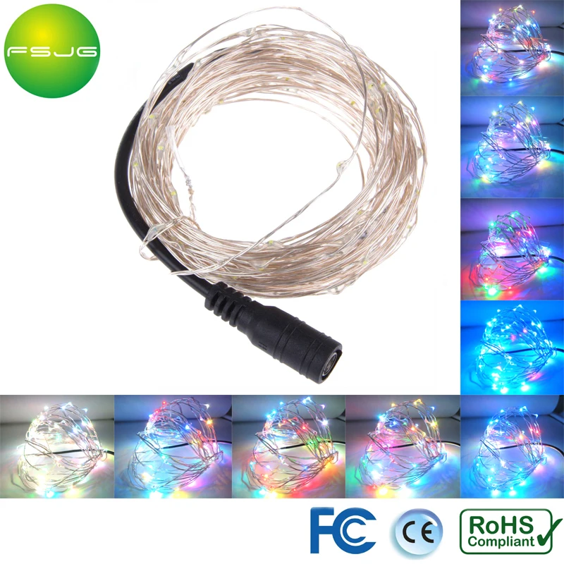 10pcs/LOT 10m DC12V Powered LED String Fairy Light RGB many Colorful Cooper Wire Waterproof Decorative Christmas Holiday 100LED | Освещение