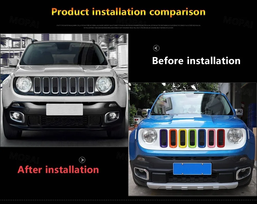 MOPAI гоночные грили для Jeep Renegade+ красочная Передняя решетка автомобиля декоративная крышка для Jeep Renegade автомобильные аксессуары Стайлинг