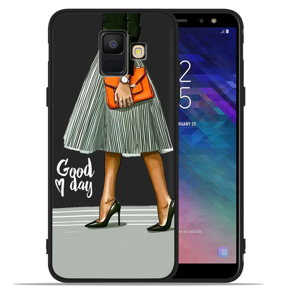 Чехол с цветочным рисунком для Samsung A720, модная женская обувь на высоком каблуке, кофейный чехол для Samsung A320 A520 A9 A6 A7 A8 Plus A3 A5 A7 Etui
