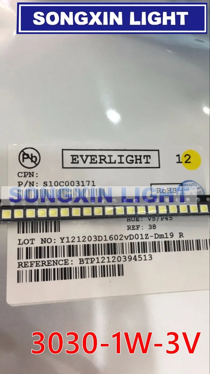 Светодиодный светильник EVERLIGHT 2000 шт. 1 Вт 3030 3 в холодный белый 80 90 лм ТВ приставка с