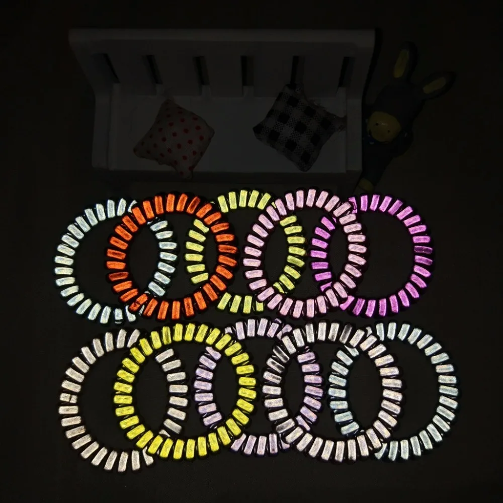 

10pcs/set New Glowing Phone Line Elastic Hair Band Colorful High Quality Women Girl Ponytail Party Festive Hair Accessories