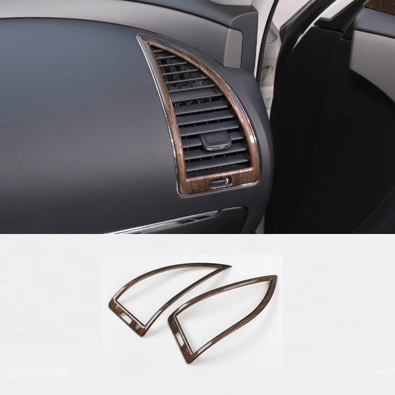 

2Pcs Wooden Vein ABS Decoration Outlet Diffuser Sticker Suitable for Nissan Patrol Y62 2017 2018 Car Styling Accessories