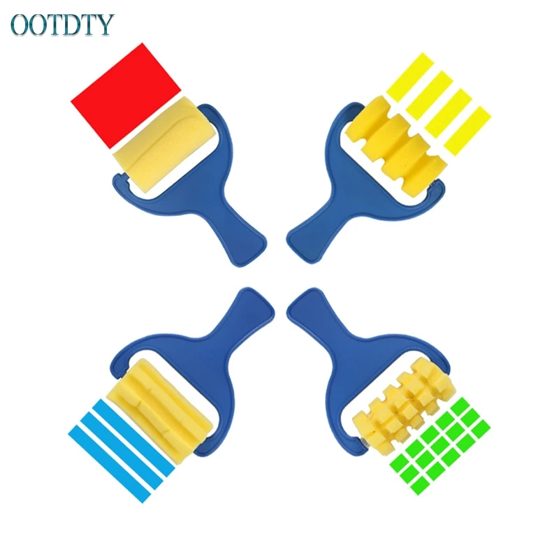 Губка-ролик для покраски 4 шт. рукоделия детский инструмент рисования игрушка