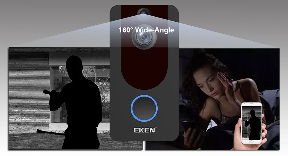 Eken V7 HD 1080P смарт WiFi видео дверной звонок камера визуальный домофон ночное видение IP дверной звонок беспроводная камера безопасности
