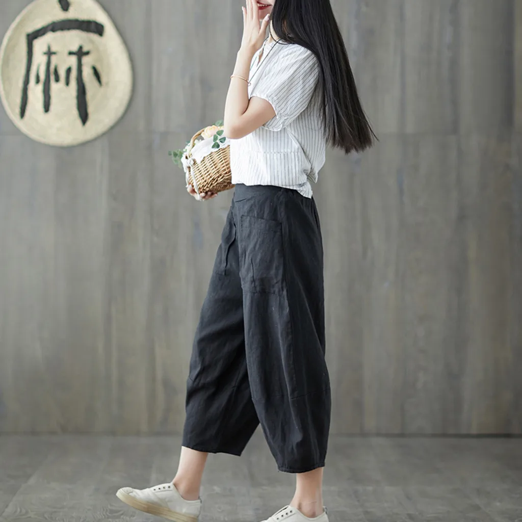 SAGACE 2019 Women New Fashion Solid Pattern Cotton Long Length Pants High Waist Casual Style Trousers Dropship 95245 | Женская одежда