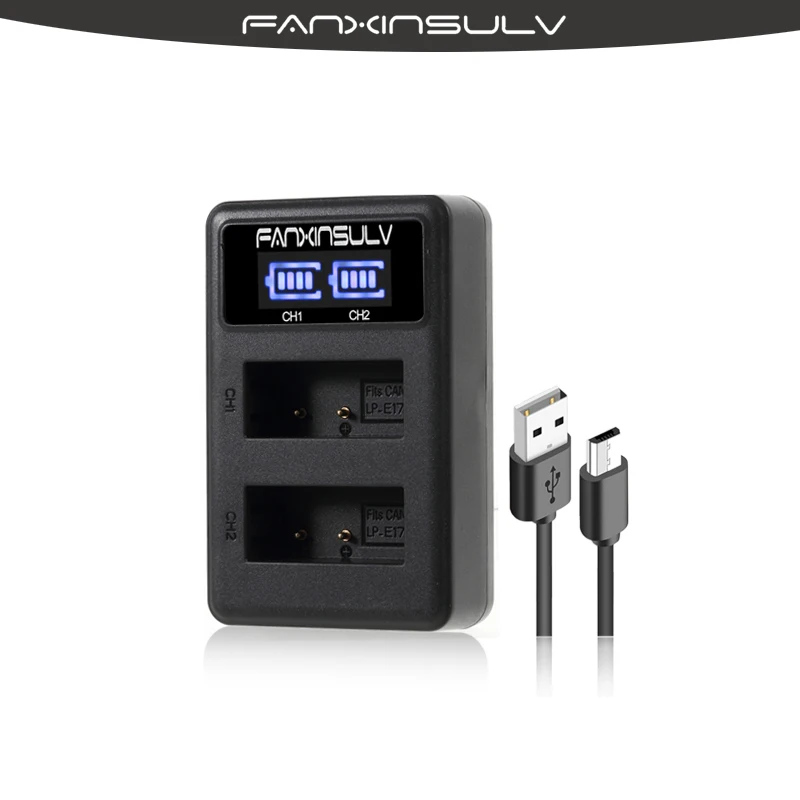 1 шт. зарядное устройство с ЖК дисплеем и двумя usb портами для LP E17 батарея Canon 200D M3 M5