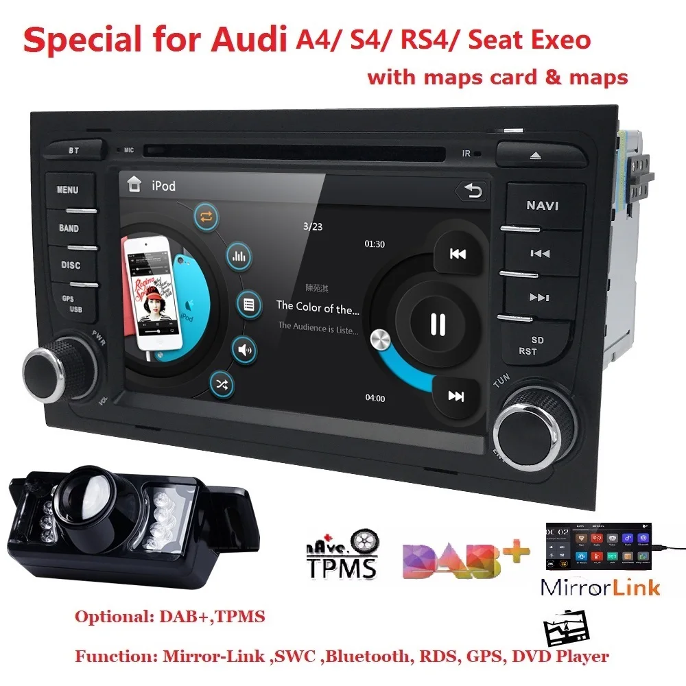 2 Din автомобильный DVD мультимедийный плеер для AUDI A4 S4 RS4 2002 2008 GPS навигация Радио