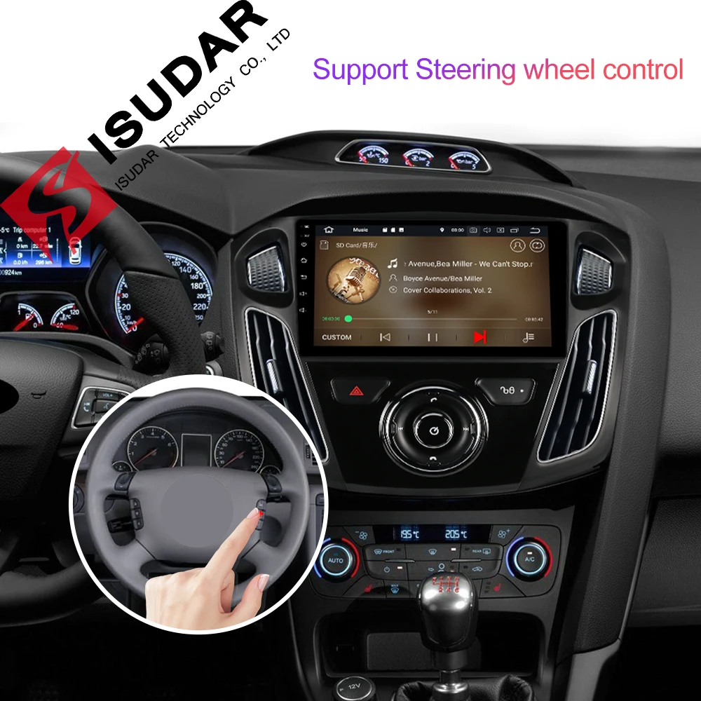 Isudar Автомобильный мультимедийный плеер 1 Din Android 9 DVD Automotivo для FORD/Focus 3 2012- Wifi радио FM gps 4 ядра 2 Гб 16 Гб DVR DSP