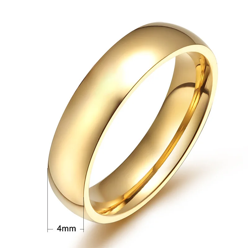 Smooth titanium steel gold-color ring couple rings for women men jewelry engagement wedding anillos bague femme | Украшения и