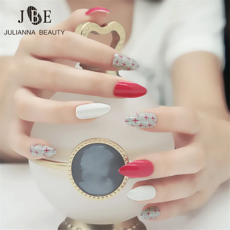 Новинка красные накладные ногти на шпильке пикантные акриловые УФ гель длинные