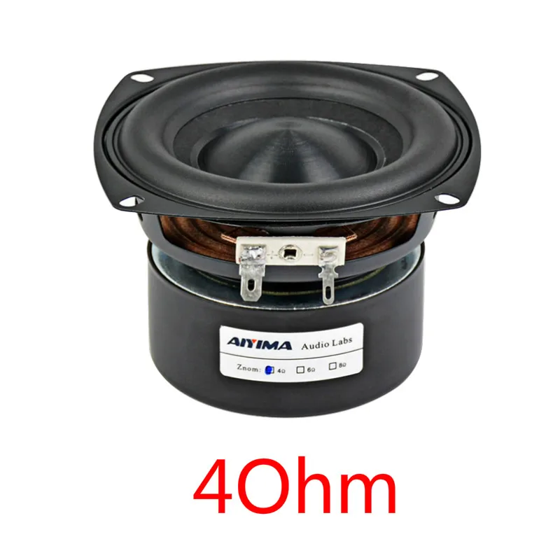 Square 4Ohm AIYIMA 4 дюйма аудио портативный динамик 4/8 Ом 40 Вт полный диапазон бас динамик Altavoz Portatil Hifi стерео динамик s DIY домашний кинотеатр - Цвет: Square 4Ohm