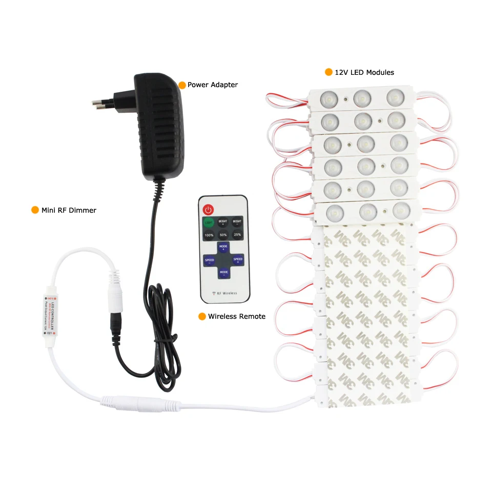20 шт. DC 12 В светодиодный модуль RF беспроводной с регулируемой яркостью DIY Kit Light ing