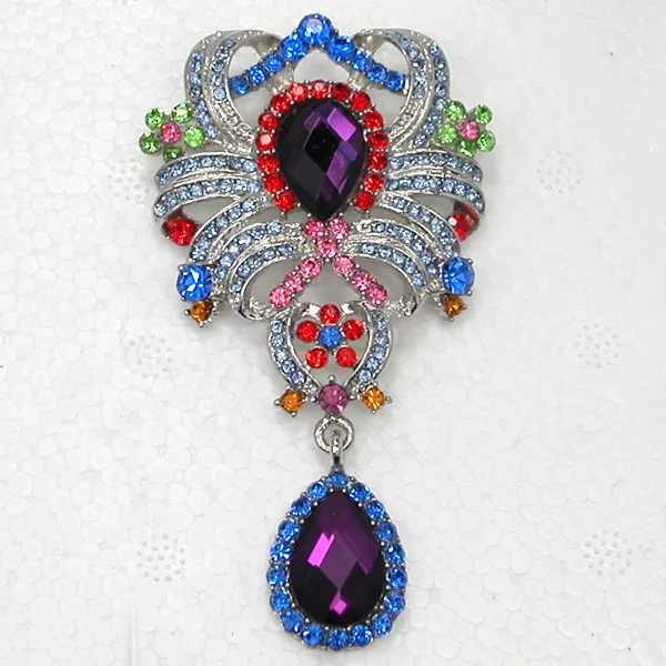 

Colorful Rhinestone Flower Pin brooches Wedding party prom C882 E