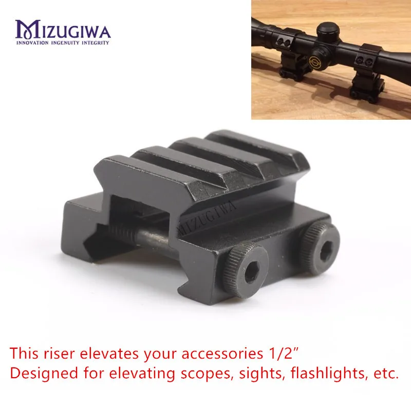 MIZUGIWA 1/2 &quot3 Слот 2 болта низкая Riser Вивер с креплением для прицела fit 20 мм Rail поднять