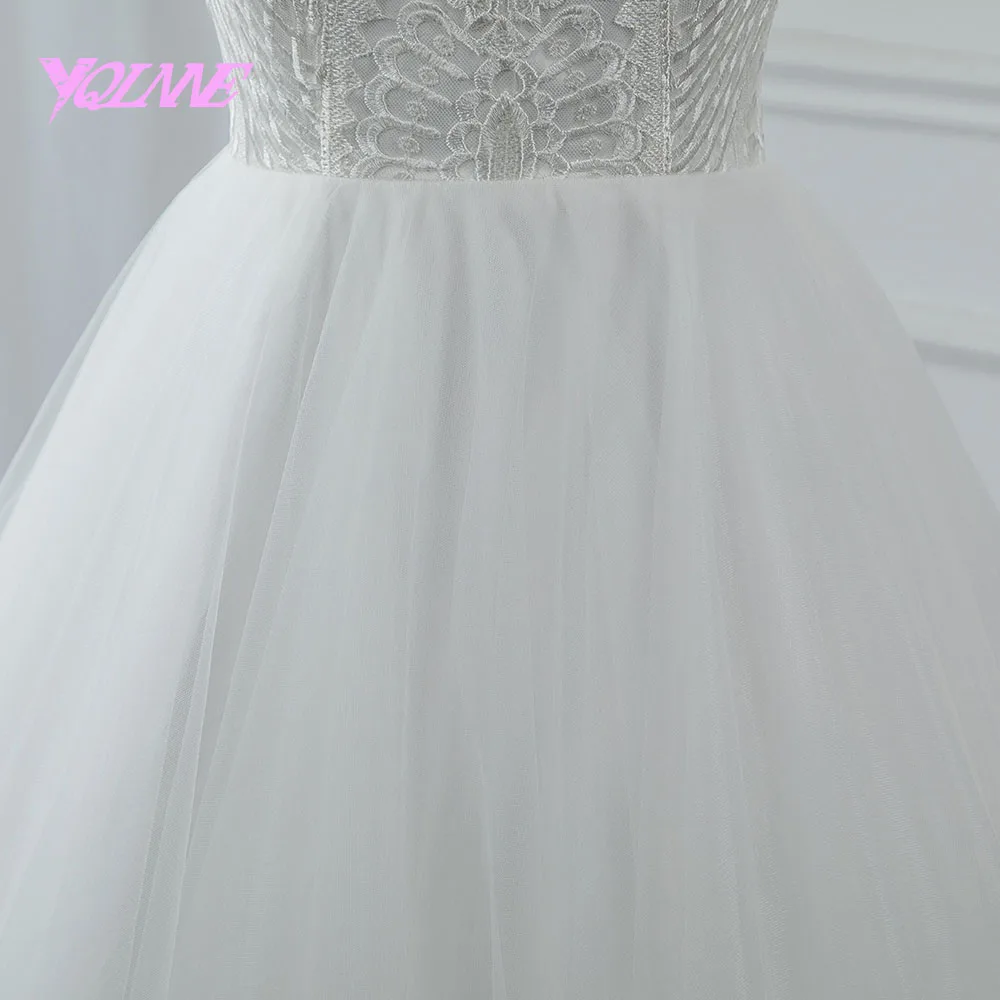 YQLNNE 2018 Vestido De Noiva простое кружевное Тюлевое свадебное платье спагетти|Свадебные