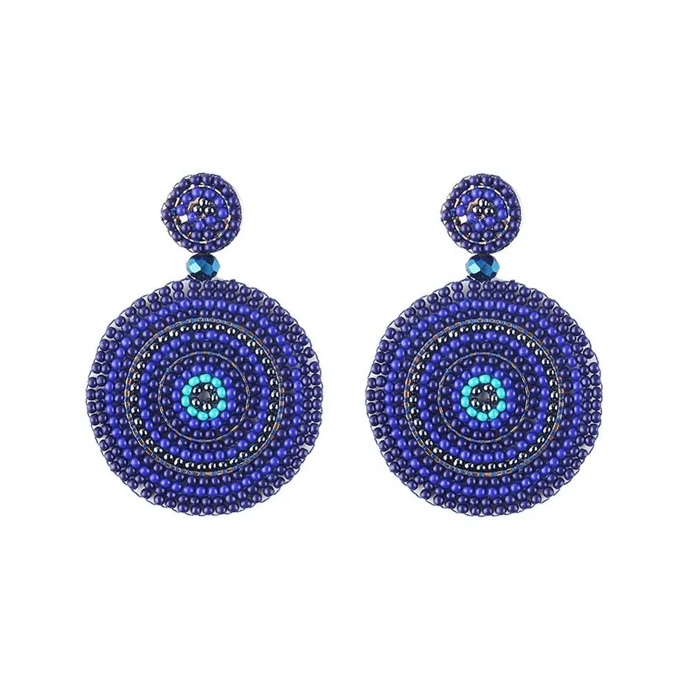 Dark Blue Ведава из смолы, в стиле бохо бусины большие круглые Висячие сережки oorbellen ювелирные изделия вечерние рождественские подарки аксессуары для ушей Bijoux xg2274 - Окраска металла: Dark Blue