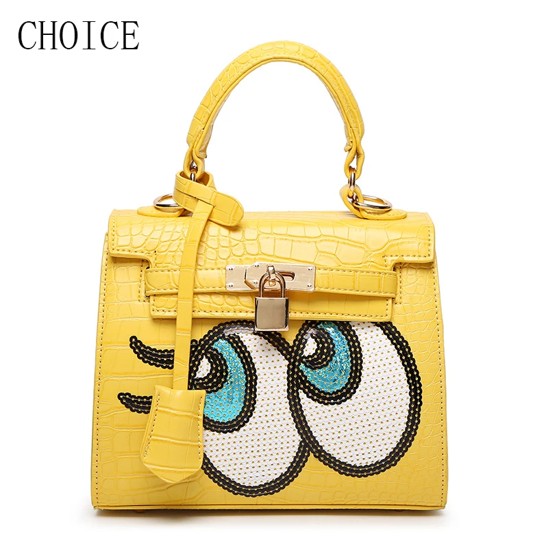 Новинка 2017 года Для женщин сумки большой глаз мультфильм шаблон сумка женская на