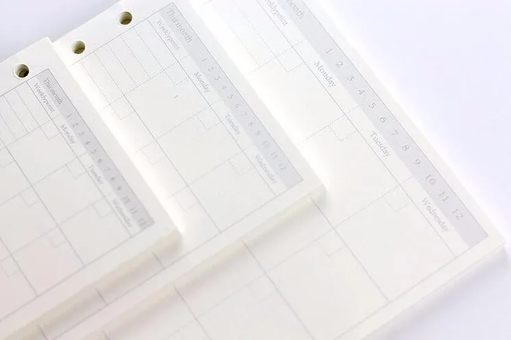 A5/A6 черная и Wahite спираль блокнот наполнитель бумага для Filofax Диарио планировщик внутренние страницы сменного переплета книжная бумага
