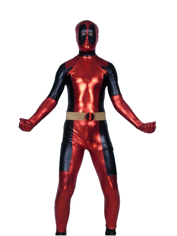 Красный и черный блестящий металлический костюм Дэдпула|deadpool costume|costumes deadpoolblack