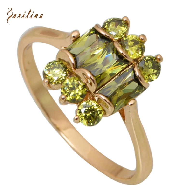 Драгоценный Желтый Золотой Зеленый фианит кольца с хризолитом для женщин модные