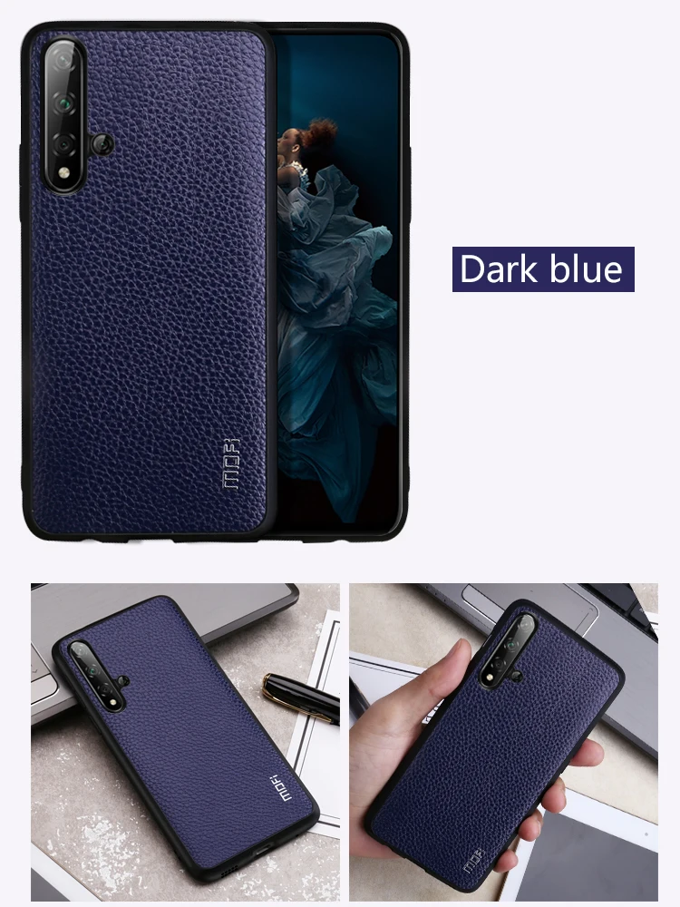 Для huawei Honor 20 чехол Mofi для huawei Honor 20 Pro чехол задняя крышка из искусственной кожи красный черный коричневый синий зернистый бизнес протектор