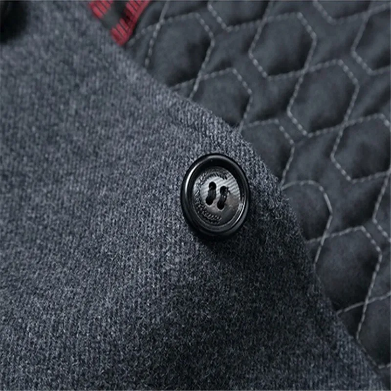2018 autumn winter men's fashion cotton and thickening coats high-end leisure fox fur collar pure color in the long wool coat | Мужская