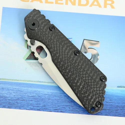 White blade BEKETEN SMF Folding Knife D2 blade TC4 Titanium CF handle Copper washer kitchen outdoor camping utility fruit Knives EDC Tools - Цвет: White blade