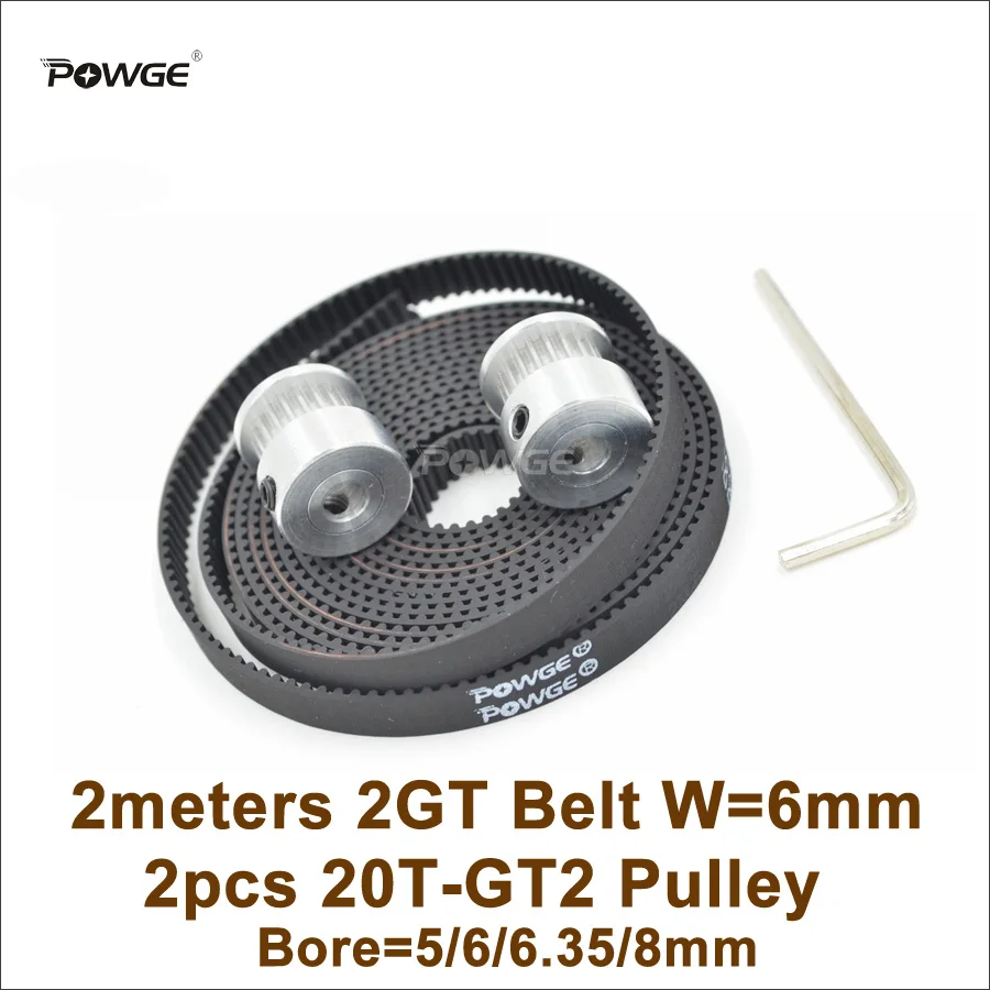 Зубчатый шкив POWGE GT2 2 шт. зубчатый с отверстием 5/6/6 35/8 мм + м ремень W = 6 20 зубьев T 2GT