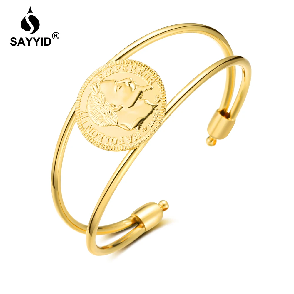 SAYYID gold Bangles for women Trendy open type of France Napoleon Avatar jewelry B1705 | Украшения и аксессуары