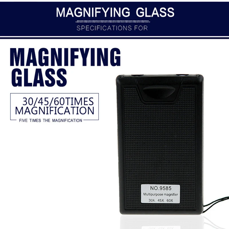 Ручной 30x 45x 60X светодиодный УФ подсветка Magnifier ювелиров Лупа Петля увеличительное