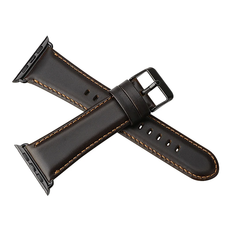 coffee Аксессуары для часов из натуральной кожи для Apple Watch Band 44 мм 40 мм Apple Watch Band 42 мм 38 мм серия 4 3 2 1 ремешок для часов correa - Цвет ремешка: coffee