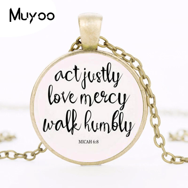 Акция Justly любовь милость гулять скромно ожерелье Micah 68 с кулоном из стекла