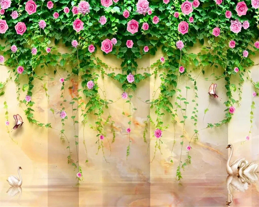 3d фотообои beibehang лебедь озеро мрамор гостиная спальня фоновая стена 5d обои|custom 3d|3d