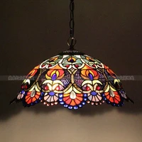 european retro luxury chandelier colorful glass beads tiffany handmade art garden lighting bar ktv chandelier