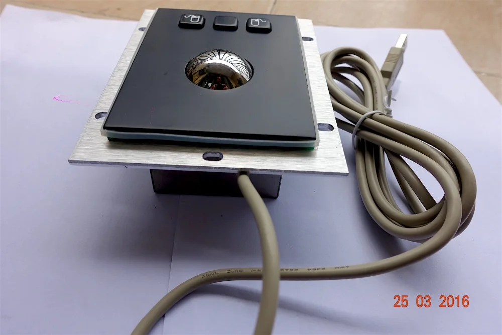 Панельное крепление USB & PS2 38 мм черный металлический трекбол с черным покрытием