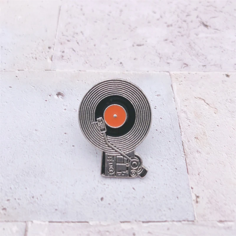 Креативная музыка серебро CD эмаль брошь круглая Геометрическая значок джинсовая