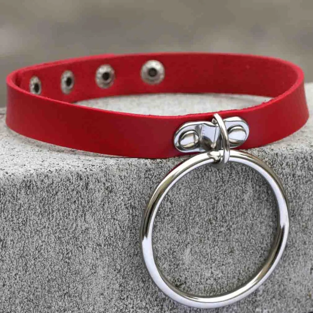Женский кожаный ошейник чокер черный в стиле Харадзюку ожерелье готическом