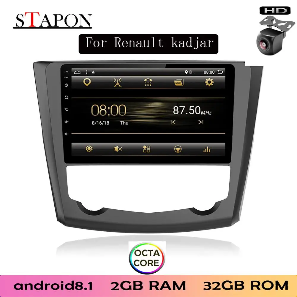 STAPON 9 дюймов для Renault kadjar Android 8 1 2GBRAM Восьмиядерный автомобильный DVD MP5