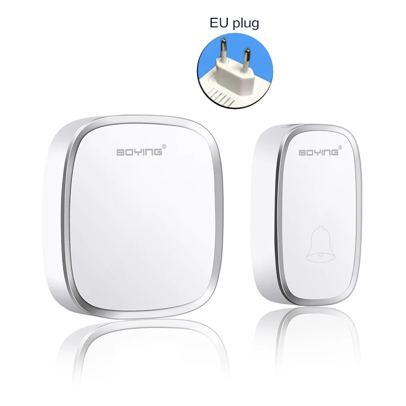 EU plug Белый дверной звонок беспроводной звонок Водонепроницаемый пульт дистанционного управления ЕС Великобритания США штекер беспроводной дверной звонок батарея 1 Кнопка 1 приемник беспроводной дверной звонок - Цвет: EU plug