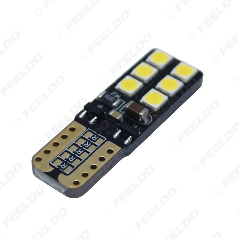 FEELDO 2 шт. 9V-30V T10 194 W5W без ошибок Canbus светодиодный Клин 2-Side 3030 12 Светодиодная