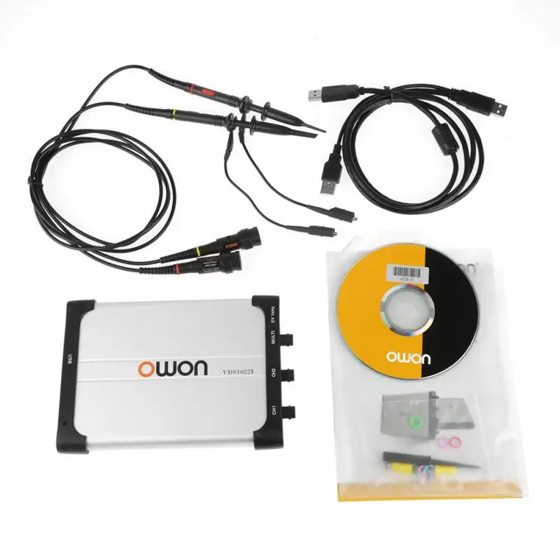 OWON VDS1022I Виртуальный USB осциллограф 100MSa/S 25 м двухканальный для ПК зонд кабель
