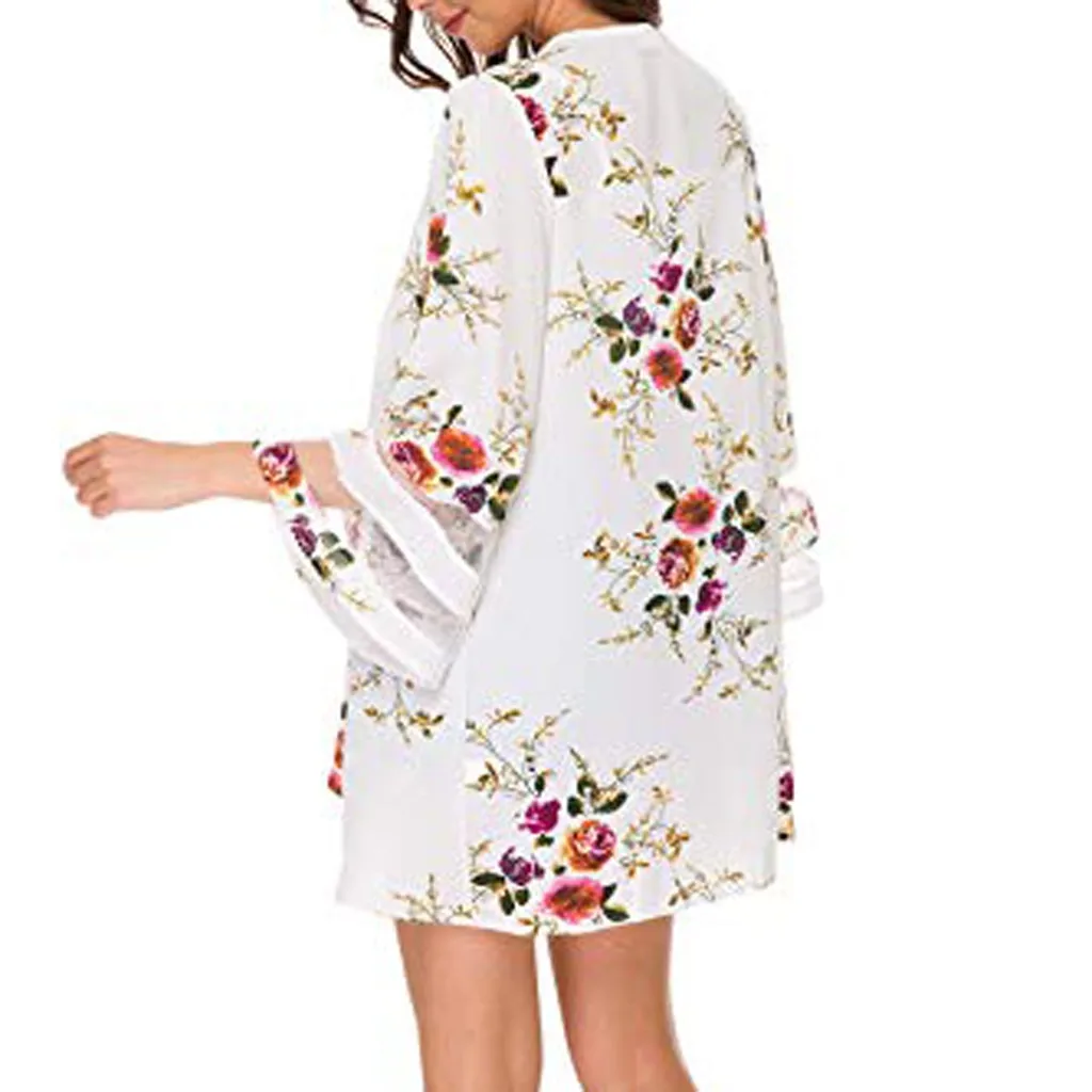 Блузка женская сетчатая панель 3/4 рукав колокол цветочный шифон Плюс Размер Топы