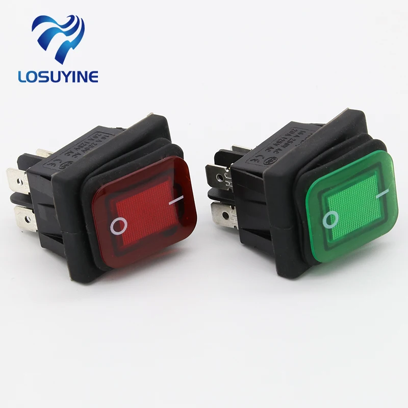 1 шт., рычажный переключатель, красный и зеленый цвет, IP55, 4 контакта, 2 положения, в переменного тока/16 А, светодиодная подсветка, низкая цена