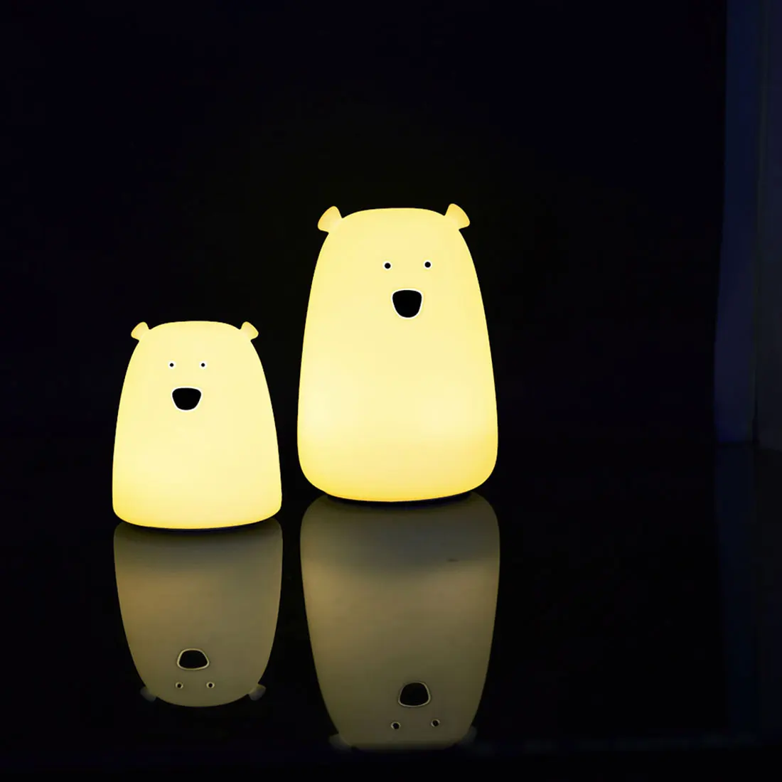 

Silicone Night Light Bedside Lamp Bear Color Light Children Cute Night Lamp Bedroom Kid Light Gift Pressure Reducing Toy